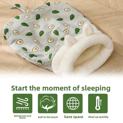 Semi Enclosed Warm Cat Sleeping Bag Comfortable Soft Fleece Pet Bed Easy Clean