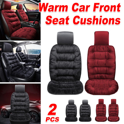 2PCS Winter Thickened Plush Car Seat Cushion Warm Soft Non Slip for Most Car