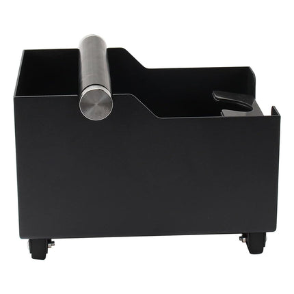 Coffee Knock Box with Powder Press Holder PTFE-Coated Metal Black