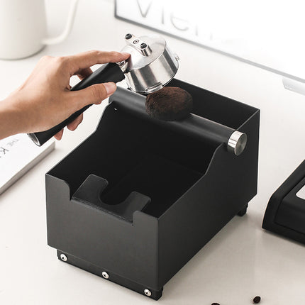 Coffee Knock Box with Powder Press Holder PTFE-Coated Metal Black