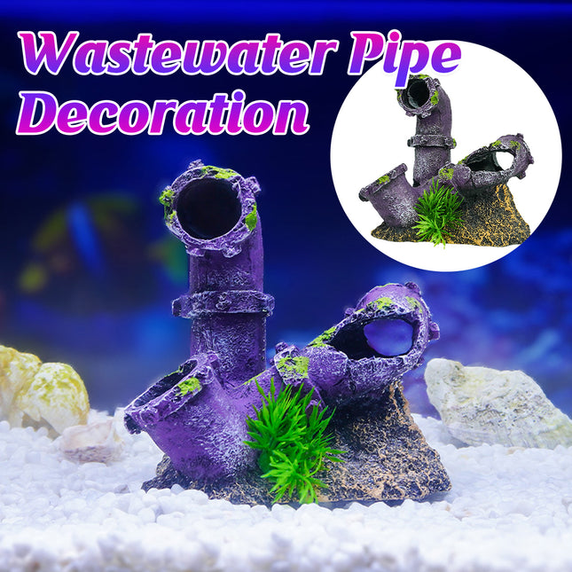 Wastewater Pipe Shaped Aquarium Decoration Resin for Fish Tank Aquascape Decor