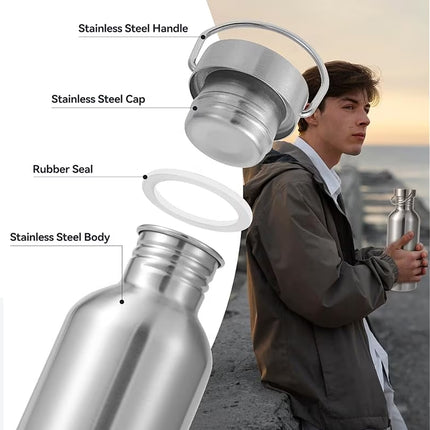 Stainless Steel Sports Water Bottle 350Ml/600Ml Portable Gym Hiking Leak Proof