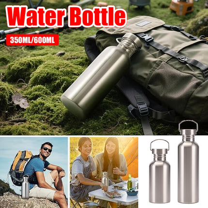 Stainless Steel Sports Water Bottle 350Ml/600Ml Portable Gym Hiking Leak Proof