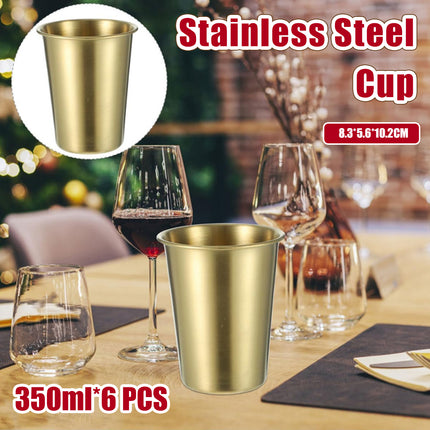6PCS 304 Stainless Steel Cups 350ml Durable for Home Kitchen Office Desktop Use