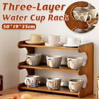 Bamboo Cup Storage Rack for Mugs Glasses Dust-Proof Space-Saving