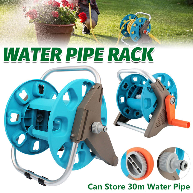 30M Garden Water Hose Reel Rack Heavy Duty Portable Pipe Holder Outdoor Storage