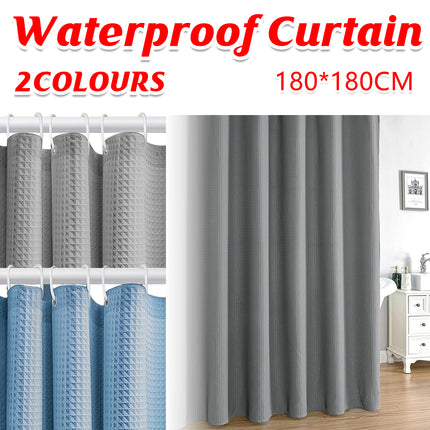 Thickened Jacquard Waffle Bathroom Curtain Non-Drilled Waterproof Solid Colour