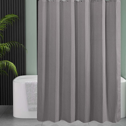 Thickened Jacquard Waffle Bathroom Curtain Non-Drilled Waterproof Solid Colour