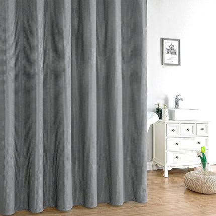 Thickened Jacquard Waffle Bathroom Curtain Non-Drilled Waterproof Solid Colour