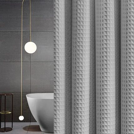 Thickened Jacquard Waffle Bathroom Curtain Non-Drilled Waterproof Solid Colour