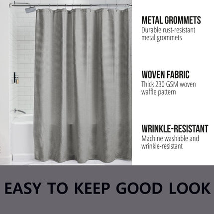 Thickened Jacquard Waffle Bathroom Curtain Non-Drilled Waterproof Solid Colour