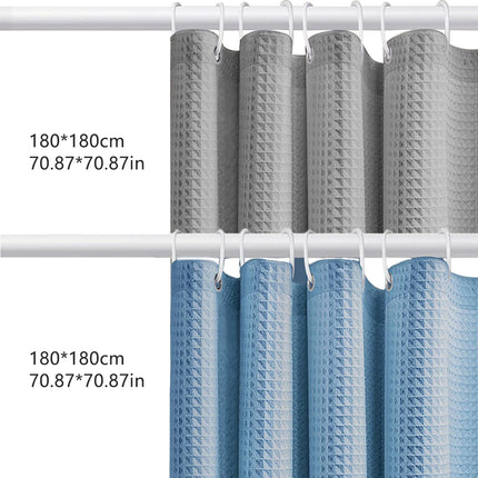 Thickened Jacquard Waffle Bathroom Curtain Non-Drilled Waterproof Solid Colour