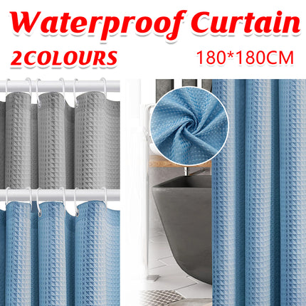 Thickened Jacquard Waffle Bathroom Curtain Non-Drilled Waterproof Solid Colour
