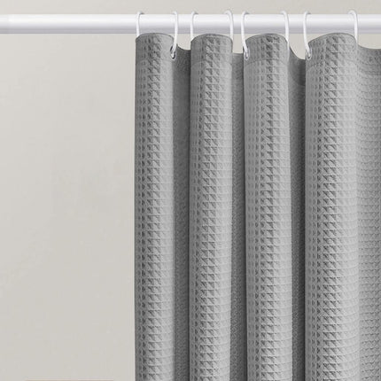 Thickened Jacquard Waffle Bathroom Curtain Non-Drilled Waterproof Solid Colour