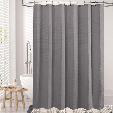 Thickened Jacquard Waffle Bathroom Curtain Non-Drilled Waterproof Solid Colour