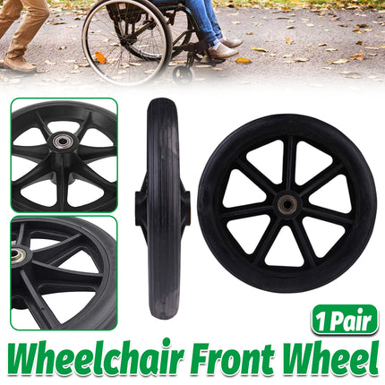 2PCS 8 Inch Wheelchair Front Wheels with Bearings Solid Replacement Wheels