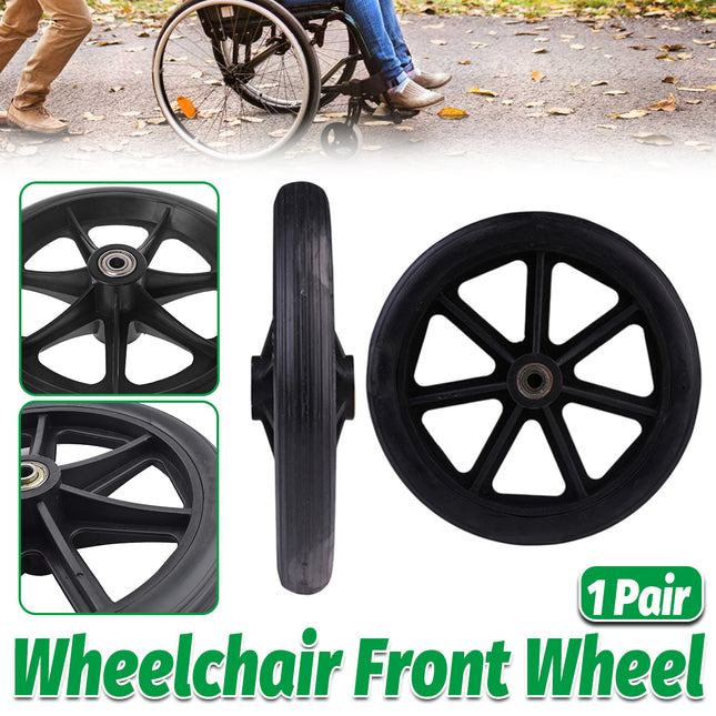 2PCS 8 Inch Wheelchair Front Wheels with Bearings Solid Replacement Wheels