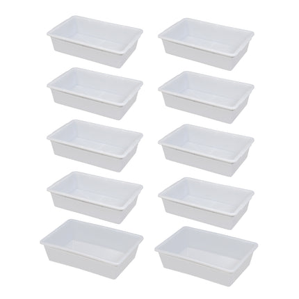 10 Pack White Plastic Kitchen Storage Organiser Bins Refrigerator Pantry Containers