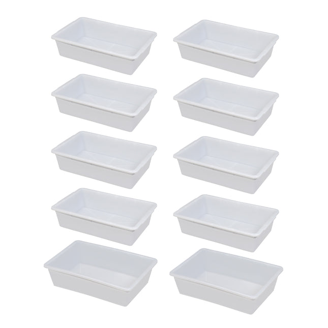 10 Pack White Plastic Kitchen Storage Organiser Bins Refrigerator Pantry Containers