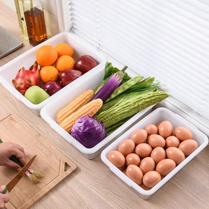10 Pack White Plastic Kitchen Storage Organiser Bins Refrigerator Pantry Containers