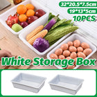 10 Pack White Plastic Kitchen Storage Organiser Bins Refrigerator Pantry Containers