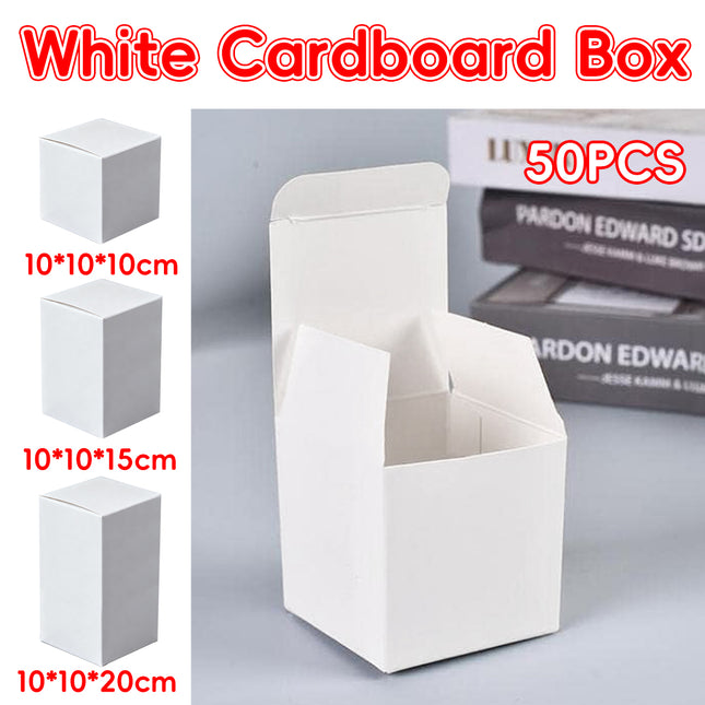 50PCS White Cardboard Gift Box for Birthday Christmas Craft Small Gift Packaging