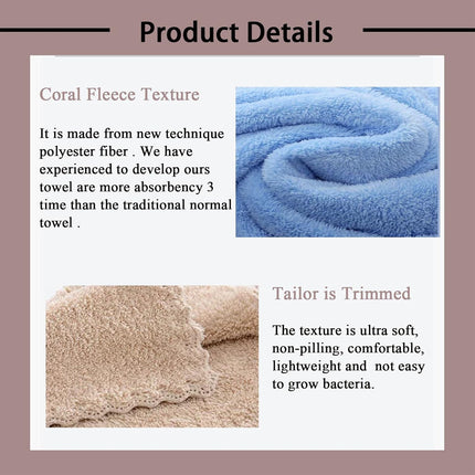 Coral Velvet Towel Set Bath Towels Soft Absorbent Quick Dry Face Hand Cloth Home