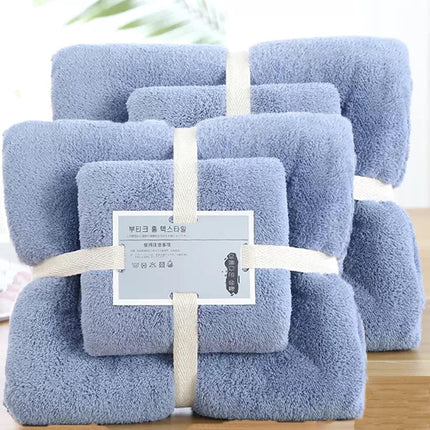 Coral Velvet Towel Set Bath Towels Soft Absorbent Quick Dry Face Hand Cloth Home