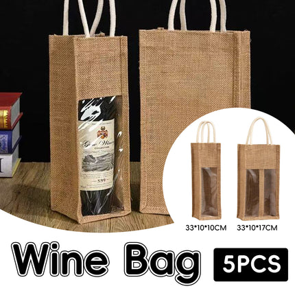 5PCS Wine Bottle Bags Tote Carrier Gift Bag Durable Single or Double Bottles