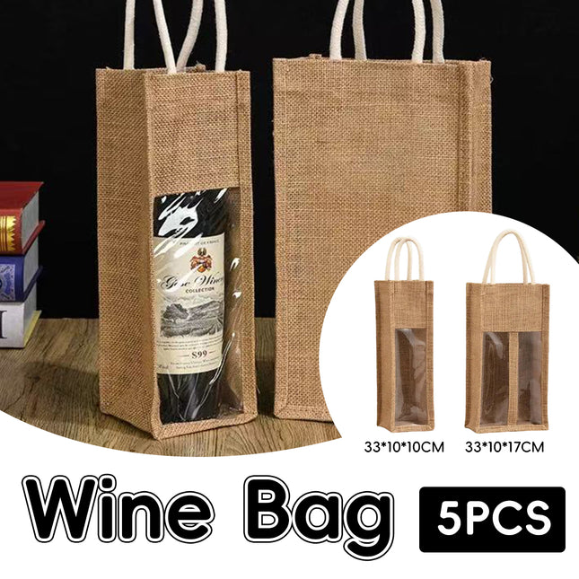 5PCS Wine Bottle Bags Tote Carrier Gift Bag Durable Single or Double Bottles