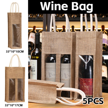 5PCS Wine Bottle Bags Tote Carrier Gift Bag Durable Single or Double Bottles