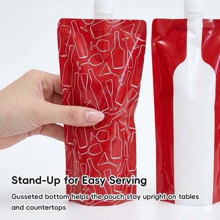 Portable 750ml Wine Spout Pouches 20 Pack Foldable
