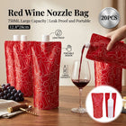 Portable 750ml Wine Spout Pouches 20 Pack Foldable