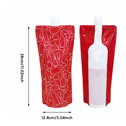 Portable 750ml Wine Spout Pouches 20 Pack Foldable
