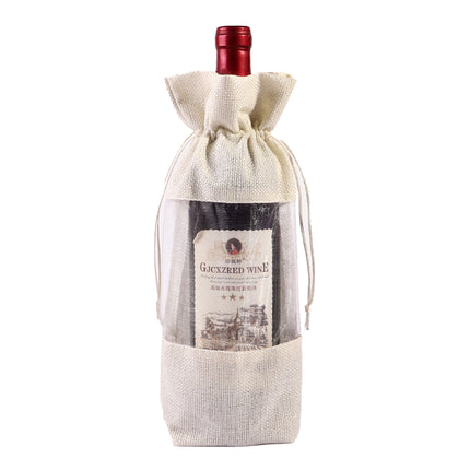 10PCS Wine Gift Bags with Clear Window Aesthetic for Wine Bottle Packaging Use
