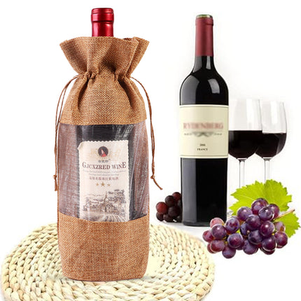 10PCS Wine Gift Bags with Clear Window Aesthetic for Wine Bottle Packaging Use