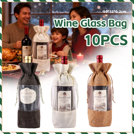 10PCS Wine Gift Bags with Clear Window Aesthetic for Wine Bottle Packaging Use
