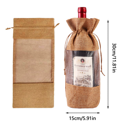 10PCS Wine Gift Bags with Clear Window Aesthetic for Wine Bottle Packaging Use