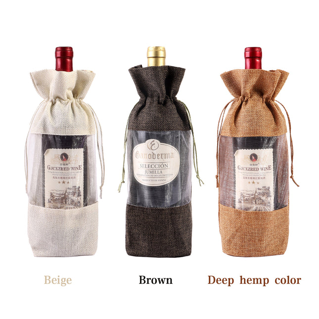 10PCS Wine Gift Bags with Clear Window Aesthetic for Wine Bottle Packaging Use