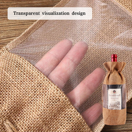 10PCS Wine Gift Bags with Clear Window Aesthetic for Wine Bottle Packaging Use