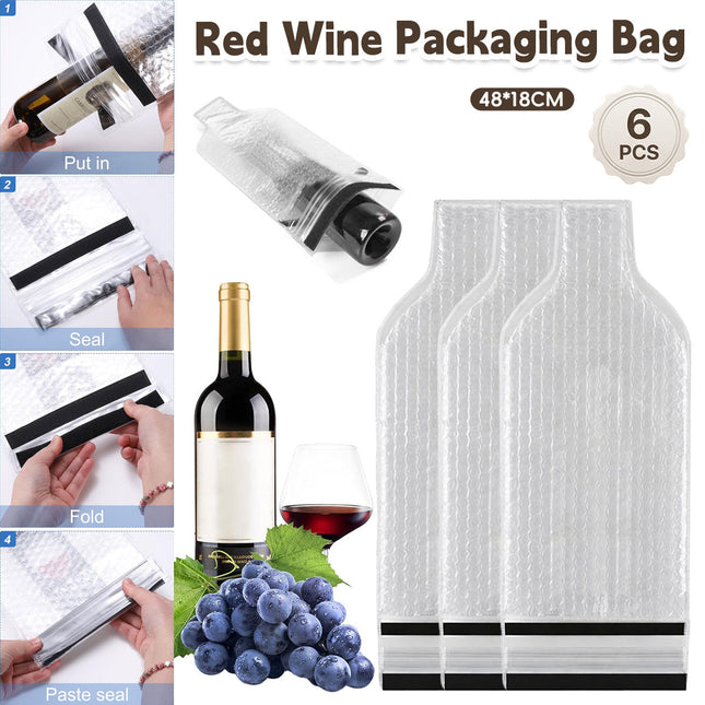 Bubble Wine Bottle Protector Bags 6 Pack Clear