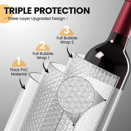 Bubble Wine Bottle Protector Bags 6 Pack Clear