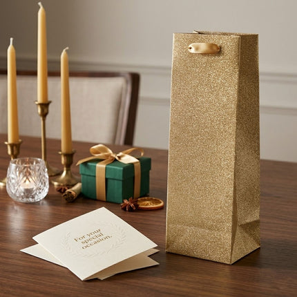Glitter Wine Bottle Gift Bags 20 Pack Gold or Silver