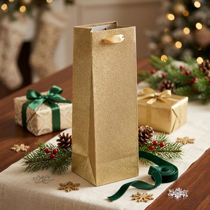Glitter Wine Bottle Gift Bags 20 Pack Gold or Silver