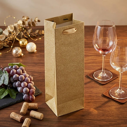 Glitter Wine Bottle Gift Bags 20 Pack Gold or Silver