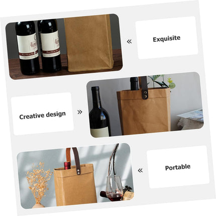 2PCS Kraft Paper Tote Bags with Handles Reusable for Grocery Store Shop Use