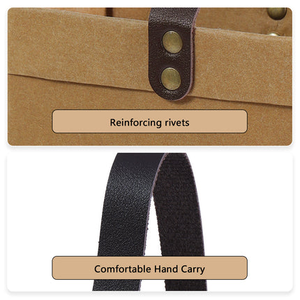 2PCS Kraft Paper Tote Bags with Handles Reusable for Grocery Store Shop Use