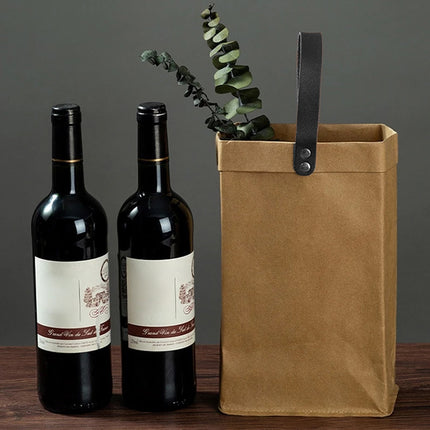 2PCS Kraft Paper Tote Bags with Handles Reusable for Grocery Store Shop Use
