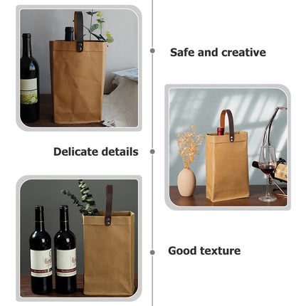 2PCS Kraft Paper Tote Bags with Handles Reusable for Grocery Store Shop Use