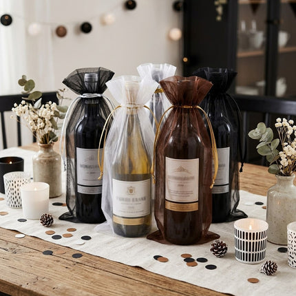 Organza Wine Bottle Gift Bags 30 Pack Drawstring Sheer Favour Pouches